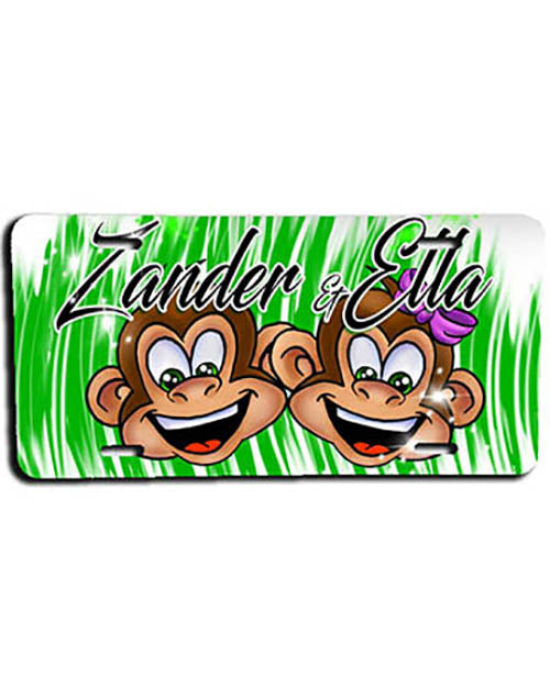 I027 Personalized Airbrush Monkeys License Plate Tag