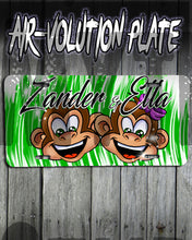I027 Personalized Airbrush Monkeys License Plate Tag
