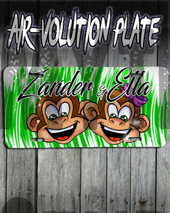 I027 Personalized Airbrush Monkeys License Plate Tag