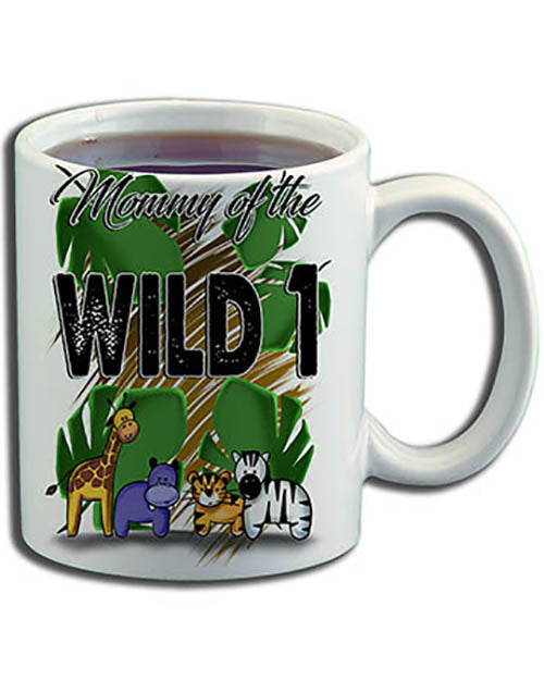 I031 Personalized Airbrush Safari Animals Ceramic Coffee Mug