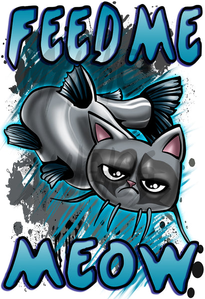 I030 Digitally Airbrush Painted Personalized Custom Catfish Drawstring Backpack