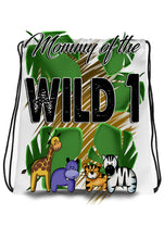 I031 Digitally Airbrush Painted Personalized Custom Safari Animals cartoon Drawstring Backpack