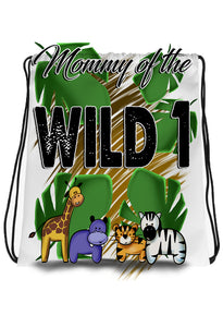 I031 Digitally Airbrush Painted Personalized Custom Safari Animals cartoon Drawstring Backpack