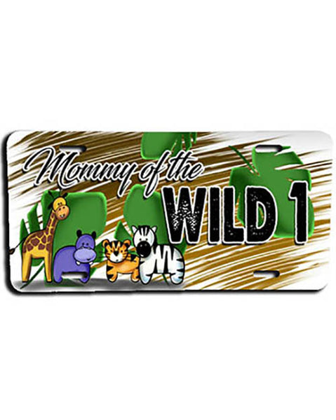 I031 Personalized Airbrush Safari Animals License Plate Tag