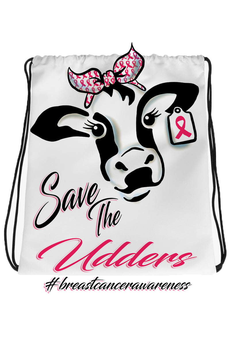 I033 Digitally Airbrush Painted Personalized Custom Cow   Drawstring Backpack