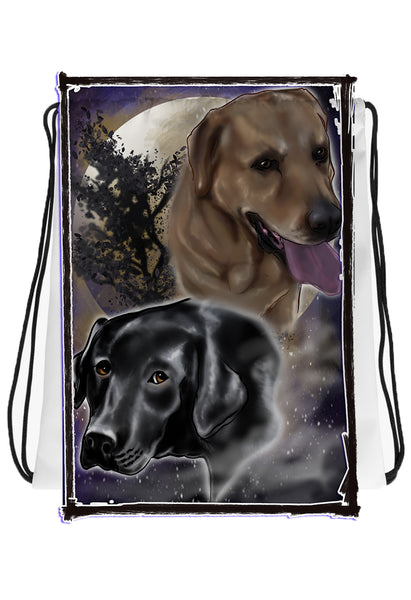 I034 Digitally Airbrush Painted Personalized Custom Labrador Dogs party   Drawstring Backpack