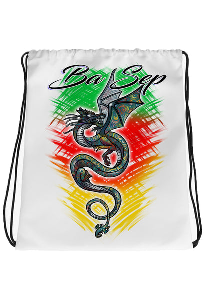 I035 Digitally Airbrush Painted Personalized Custom Chinese Dragon  Drawstring Backpack