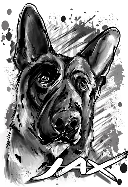 I036 Digitally Airbrush Painted Personalized Custom German Shepard Dog  Adult and Kids Hoodie Sweatshirt