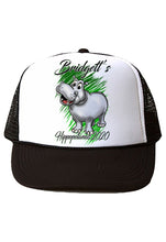I037 Digitally Airbrush Painted Personalized Custom Hippo Cartoon    Snapback Trucker Hats