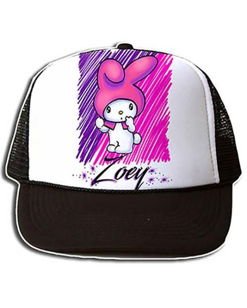 LB005 Personalized Airbrush Cartoon Rabbit Snapback Trucker Hat Design Yours