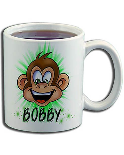 LB008 Personalized Airbrush Monkey Ceramic Coffee Mug