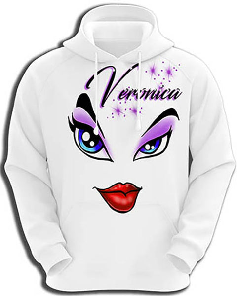 LB012 custom personalized airbrush Brat Diva Hoodie Sweatshirt Eyes and Lips