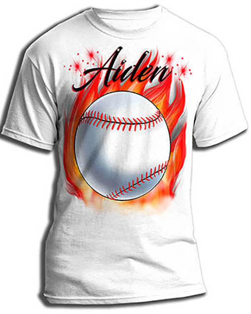 LG001 Custom Personalized Airbrush Baseball Fire Party MLB Tee Shirt 2T Toddler / Yes / Yes