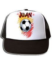 LG003 Personalized Airbrushed Soccer Ball Snapback Trucker Hat