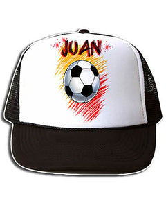 LG003 Personalized Airbrushed Soccer Ball Snapback Trucker Hat