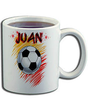 LG003 Personalized Airbrushed Soccer Ball Ceramic Coffee Mug