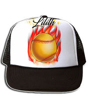 LG004 Personalized Airbrushed Softball Snapback Trucker Hat