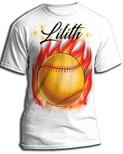 LG004 custom personalized airbrush Softball Fire bat Tee Shirt