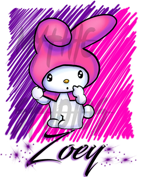 LB005 Digitally Airbrush Painted Personalized Custom Kitty Rabbit Drawstring Backpack