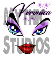 LB012 Personalized Airbrush Brat Diva Eyes and Lips Ceramic Coaster