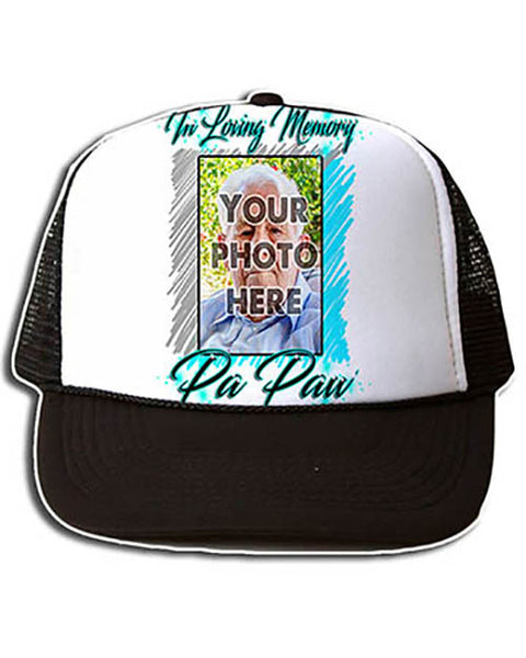 PT001 Personalized Airbrush Your Photo On a Snapback Trucker Hat