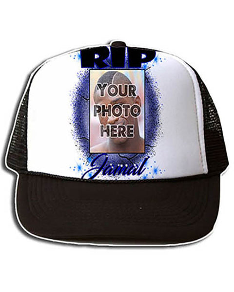 PT002 Personalized Airbrush Your Photo On a Snapback Trucker Hat