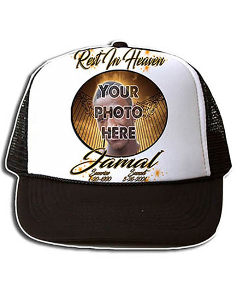 PT003 Personalized Airbrush Your Photo On a Snapback Trucker Hat