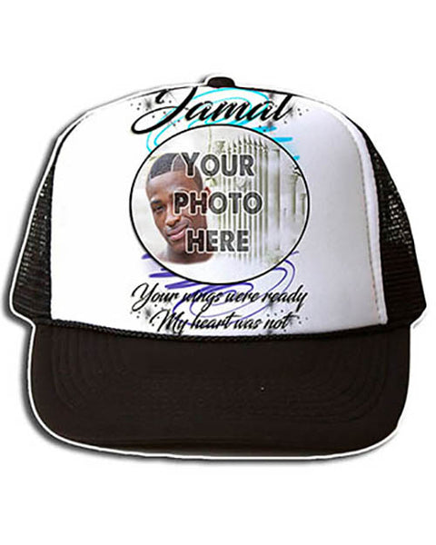 PT008 Personalized Airbrush Your Photo On a Snapback Trucker Hat