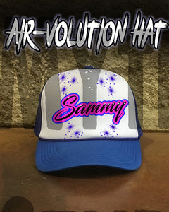 A005 Personalized Airbrush Name Design Snapback Trucker Hat