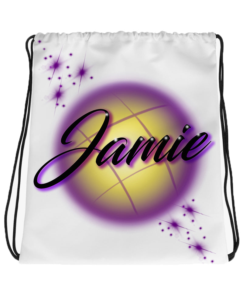 A006 Digitally Airbrush Painted Personalized Custom Name Writing Color Party Design Gift   Drawstring Backpack