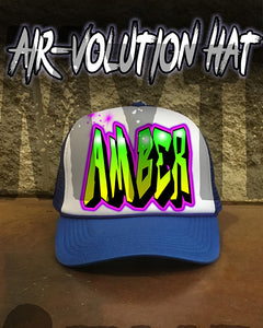 A011 Personalized Airbrush Name Design Snapback Trucker Hat