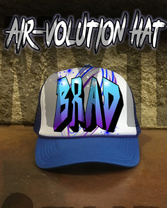 A012 Personalized Airbrush Name Design Snapback Trucker Hat
