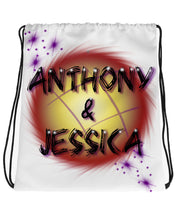 A013 Digitally Airbrush Painted Personalized Custom Name Writing Color Party Design Gift   Drawstring Backpack