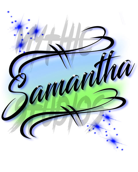 A015 Digitally Airbrush Painted Personalized Custom Name Writing Color Party Design Gift   Drawstring Backpack