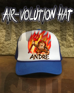 B032 Personalized Airbrush Devil Monkey Snapback Trucker Hat