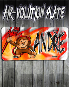 B032 Personalized Airbrush Devil Monkey License Plate Tag