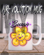 B034 Personalized Airbrush Flower Smiley Ceramic Coffee Mug