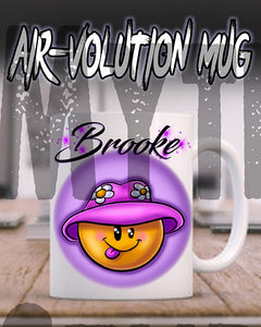 B037 Personalized Airbrush Smiley Emoji Ceramic Coffee Mug