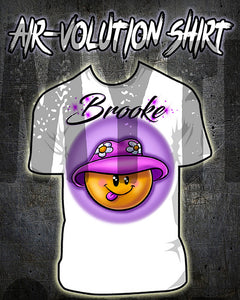 B037 custom personalized airbrush Smiley Tee Shirt design Emoji