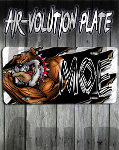 B045 Personalized Airbrush Muscle Bulldog License Plate Tag