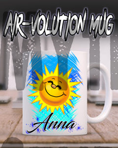 B146 Personalized Airbrush Sunshine face Ceramic Coffee Mug