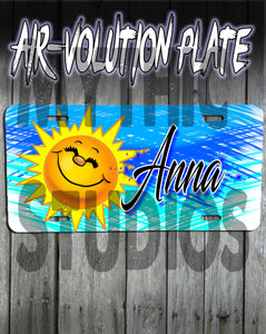 B146 Personalized Airbrush Sunshine Face License Plate Tag