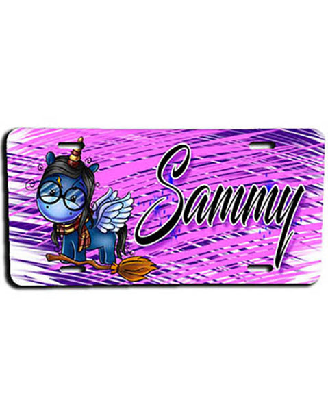 B148 Personalized Airbrush Wizard Unicorn License Plate Tag
