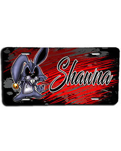 B174 Personalized Airbrush Evil Rabbit License Plate Tag