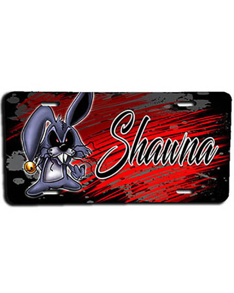 B174 Personalized Airbrush Evil Rabbit License Plate Tag