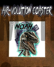 C078 Personalized Airbrush Jurassic Era Blue Raptor Ceramic Coaster