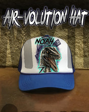 C078 Personalized Airbrush Jurassic Era Blue Raptor Snapback Trucker Hat