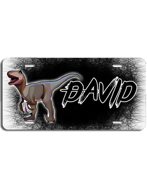 C117 Digitally Airbrush Painted Personalized Custom Dinosaur   Auto License Plate Tag