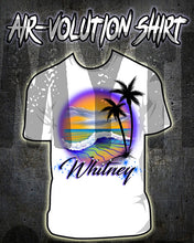 E004 custom personalized airbrush Beach Water Scene Tee Shirt Landscape