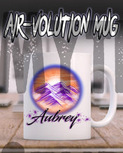 E006 Personalized Airbrush Mountain Scene Ceramic Coffee Mug